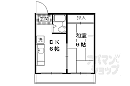 京阪宇治線 観月橋駅 徒歩8分の賃貸マンション 3階1DKの間取り