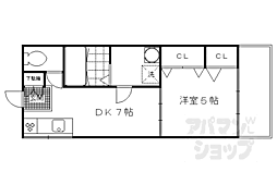 京阪本線 伏見稲荷駅 徒歩6分の賃貸アパート 1階1DKの間取り