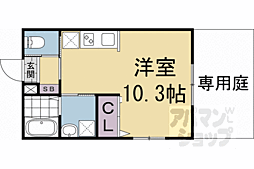 JR奈良線 稲荷駅 徒歩5分の賃貸アパート 1階ワンルームの間取り
