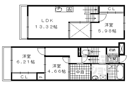 京阪本線 丹波橋駅 徒歩7分の賃貸テラスハウス 3LDKの間取り