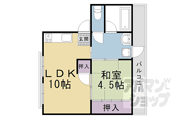 山伴マンション 201｜京都府京都市山科区椥辻草海道町(賃貸マンション1LDK・2階・28.00㎡)の写真 その2