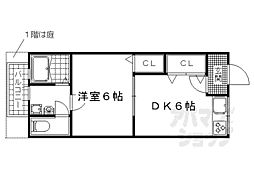 阪急京都本線 西向日駅 3.2kmの賃貸アパート 2階1DKの間取り