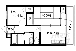京阪本線 東福寺駅 徒歩8分の賃貸マンション 1階2DKの間取り
