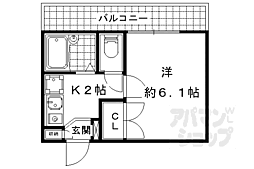 レオパレス明和 1階1Kの間取り
