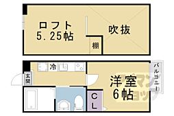 ロフティ北花山I 2階1Kの間取り