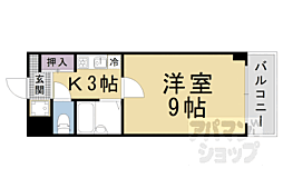 ソルフィー山科 2階1Kの間取り