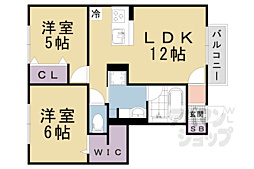 JR湖西線 比叡山坂本駅 徒歩10分の賃貸アパート 1階2LDKの間取り