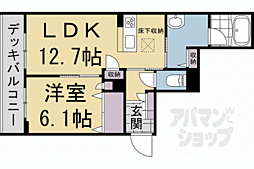 京阪本線 中書島駅 徒歩30分の賃貸マンション 1階1LDKの間取り
