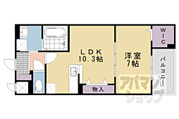JR東海道・山陽本線 向日町駅 3.4kmの賃貸アパート 2階1LDKの間取り