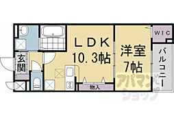 JR東海道・山陽本線 向日町駅 3.4kmの賃貸アパート 1階1LDKの間取り