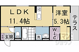 アイル京都山科 3階1LDKの間取り