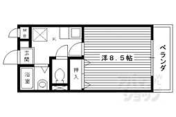 JR奈良線 桃山駅 徒歩1分の賃貸マンション 3階1Kの間取り
