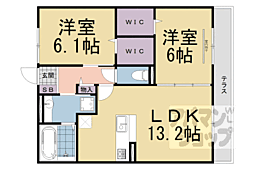 JR東海道・山陽本線 瀬田駅 徒歩18分の賃貸アパート 1階2LDKの間取り
