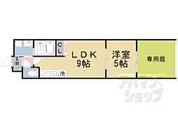 メゾン・ド・ブランシェ山科駅前 1階1LDKの間取り