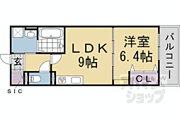 京阪本線 中書島駅 徒歩8分の賃貸アパート 3階1LDKの間取り