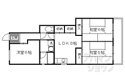 京都市営烏丸線 竹田駅 徒歩10分の賃貸マンション 3階3DKの間取り