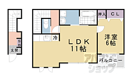 京阪石山坂本線 穴太駅 徒歩13分の賃貸アパート 2階1LDKの間取り