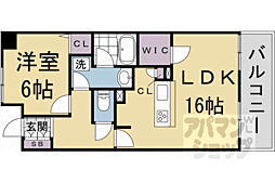 パインフィールド洛東 1階1LDKの間取り