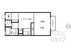 京阪本線 伏見稲荷駅 徒歩6分の賃貸アパート 2階1LDKの間取り