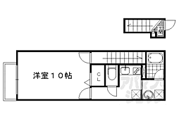 京都地下鉄東西線 醍醐駅 徒歩6分の賃貸アパート 2階1Kの間取り