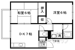 JR奈良線 JR藤森駅 徒歩1分の賃貸マンション 1階2DKの間取り