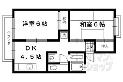 JR東海道・山陽本線 桂川駅 徒歩10分の賃貸アパート 2階2Kの間取り