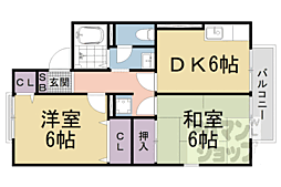 京阪石山坂本線 滋賀里駅 徒歩8分の賃貸アパート 2階2DKの間取り