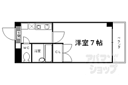 京都市営烏丸線 くいな橋駅 徒歩5分の賃貸マンション 3階1Kの間取り