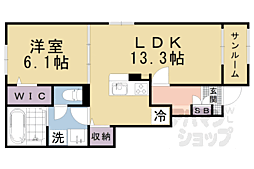 京阪石山坂本線 唐橋前駅 徒歩15分の賃貸アパート 1階2LDKの間取り