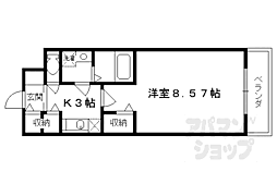 JR東海道・山陽本線 京都駅 徒歩3分の賃貸マンション 2階1Kの間取り