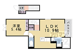 京阪石山坂本線 松ノ馬場駅 徒歩7分の賃貸アパート 2階1LDKの間取り
