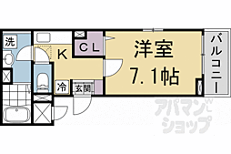京阪本線 龍谷大前深草駅 徒歩7分の賃貸アパート 1階1Kの間取り