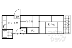 パルフェ山科 1階2Kの間取り