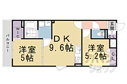 京阪宇治線 観月橋駅 徒歩12分の賃貸アパート 2階2DKの間取り