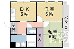 JR東海道・山陽本線 瀬田駅 徒歩12分の賃貸マンション 5階2DKの間取り