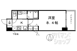 JR東海道・山陽本線 西大路駅 徒歩3分の賃貸マンション 2階1Kの間取り