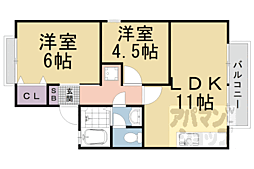 Ｒ−Ｇｒａｎｔｓ京都安朱Ｓｏｕｔｈ 1階2LDKの間取り