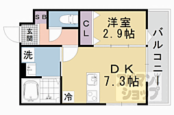 ＦＯＲＴ　ＳＡＫＵＲＡ　椥辻 3階1DKの間取り