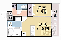 ＦＯＲＴ　ＳＡＫＵＲＡ　椥辻 2階1DKの間取り