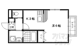 フローラ小野 1階1Kの間取り