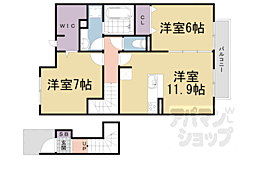 JR湖西線 堅田駅 徒歩10分の賃貸アパート 2階2LDKの間取り