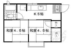 京阪本線 中書島駅 徒歩3分の賃貸アパート 2階2Kの間取り