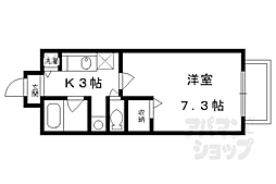 京阪本線 中書島駅 徒歩30分の賃貸マンション 3階1Kの間取り
