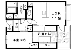 近鉄京都線 向島駅 徒歩10分の賃貸マンション 1階2LDKの間取り