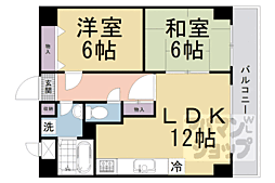 京都市営烏丸線 竹田駅 徒歩10分の賃貸マンション 4階2LDKの間取り