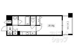 京阪本線 清水五条駅 徒歩4分の賃貸マンション 5階1Kの間取り
