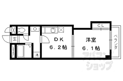 京阪本線 墨染駅 徒歩2分の賃貸マンション 5階1DKの間取り