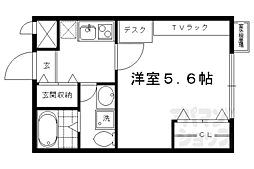 京都市営烏丸線 丸太町駅 徒歩8分の賃貸マンション 4階1Kの間取り