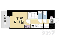 京阪京津線 上栄町駅 徒歩4分の賃貸マンション 8階1Kの間取り