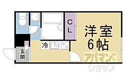 レオパレスボンマルシェ山科 1階1Kの間取り